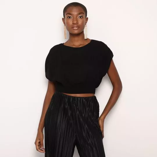Cropped Com Recorte- Preto