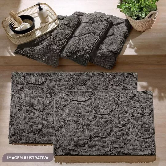 Tapete Para Banheiro Grafique- Cinza Escuro- 90x60cm