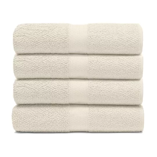 Jogo De Toalhas De Banho Natural- Off White- 4Pçs- Buettner