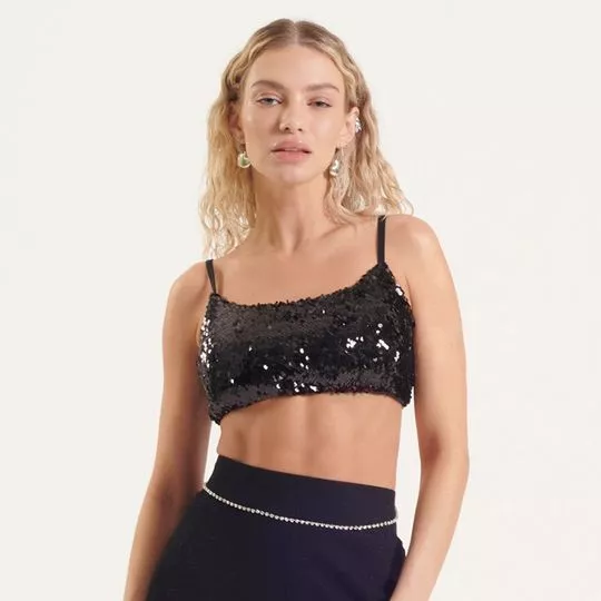 Top Com Paetês- Preto- My Favorite Things