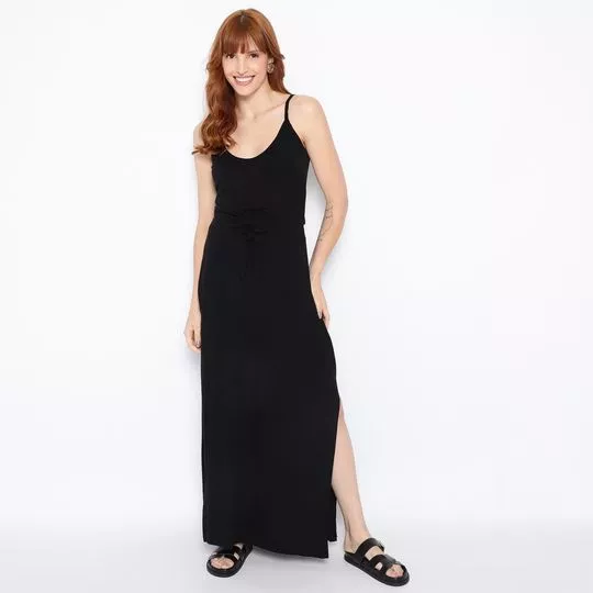 Conjunto De Regata & Saia Com Fendas- Preto