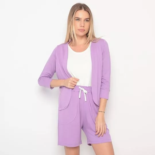 Conjunto De Cardigan & Short- Lilás- Vittri