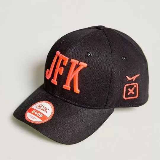 Boné Com Bordados- Preto & Laranja- TXC BRAND