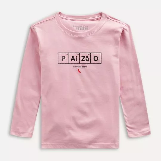 Camiseta Paizão- Rosa Claro & Preta- Reserva Mini