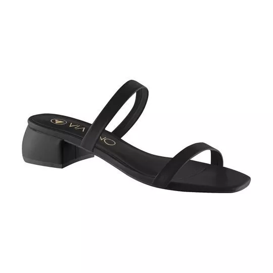 Tamanco Liso- Preto- Salto: 3,9cm- VIA UNO