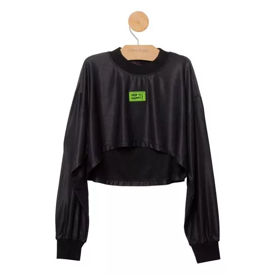 Blusa Com Recortes- Preta- Pinkx