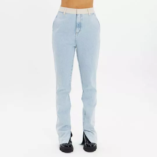 Calça Jeans Boot Cut Com Recortes- Azul Claro- My Favorite Things