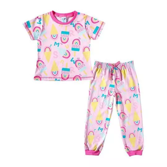 Pijama Picolé- Rosa & Amarelo- Tip Top