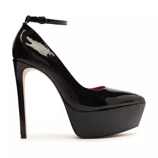 Scarpin Meia Pata Com Fivela- Preto- Schutz