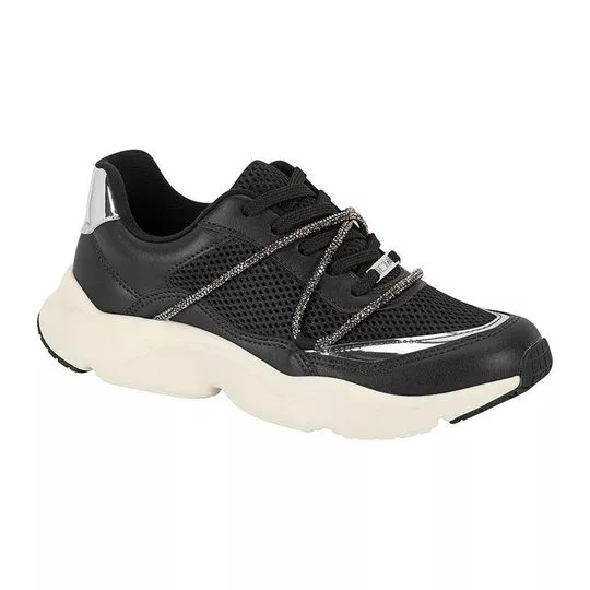 Tênis Chunky Com Recortes- Preto- Entressola: 4,5cm- Vizzano