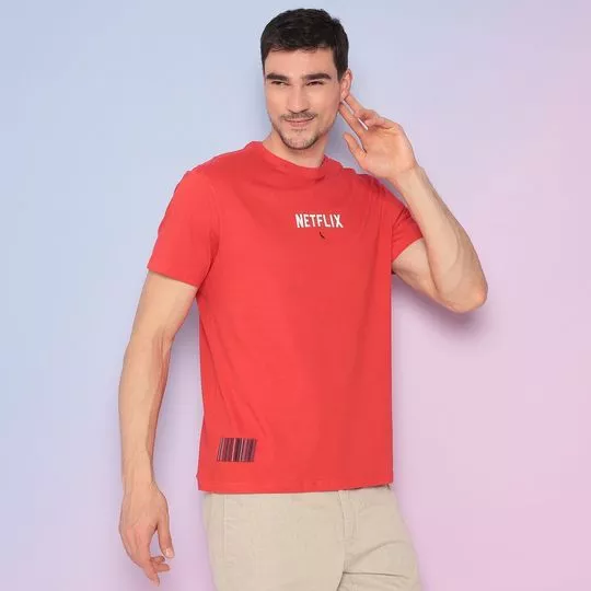 Camiseta Netflix®- Vermelha & Off White- Reserva