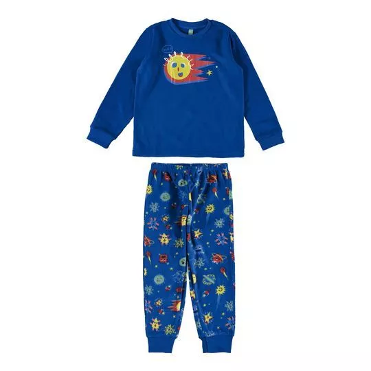Pijama Planetinhas- Azul Escuro & Amarelo- Malwee