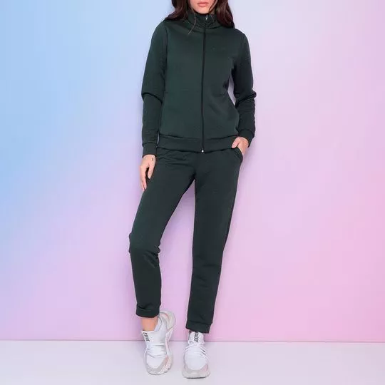 Conjunto De Jaqueta & Calça Jogger Em Matelassê- Verde Escuro- Verbo Fitness