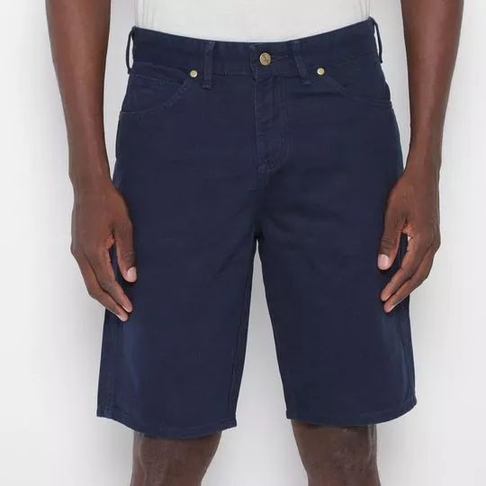 Bermuda Em Sarja Com Bolsos- Azul Marinho- Wrangler