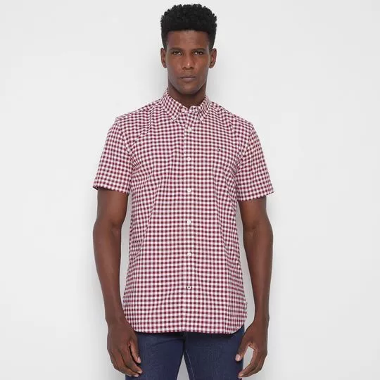 Camisa Xadrez Tommy Hilfiger®- Bordô- Tommy Hilfiger