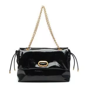 Bolsa De Ombro Em Couro<BR>- Preta
