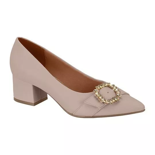 Scarpin Com Aviamento- Taupe- Salto: 5cm- Vizzano