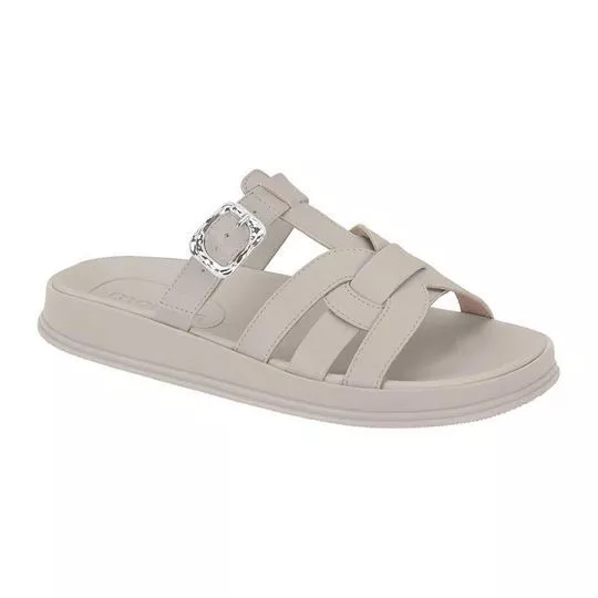 Sandália Rasteira Com Recortes- Off White- Moleca