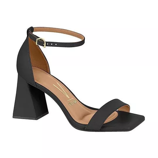 Sandália Com Fivela- Preta- Salto: 7,8cm- Vizzano
