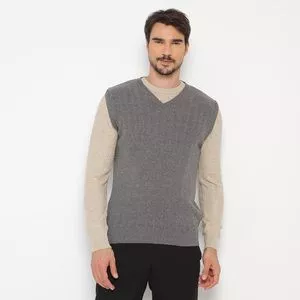 Colete Em Tricô<BR>- Cinza