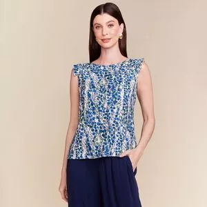 Blusa Abstrata<BR>- Azul & Branca