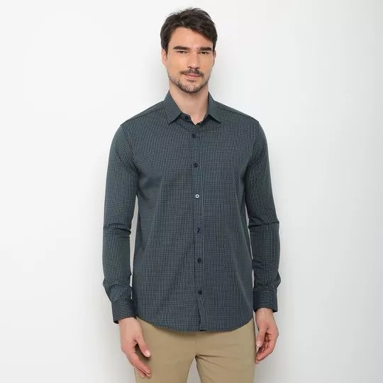 Camisa Xadrez- Azul Marinho & Verde Militar- Doc Dog