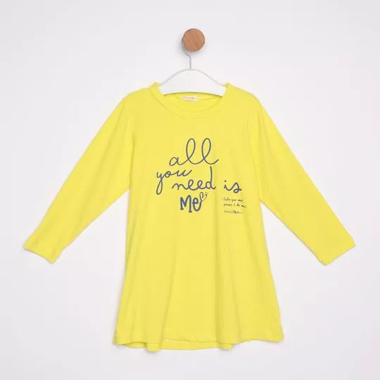 Vestido Com Inscrições- Amarelo- MiniTips