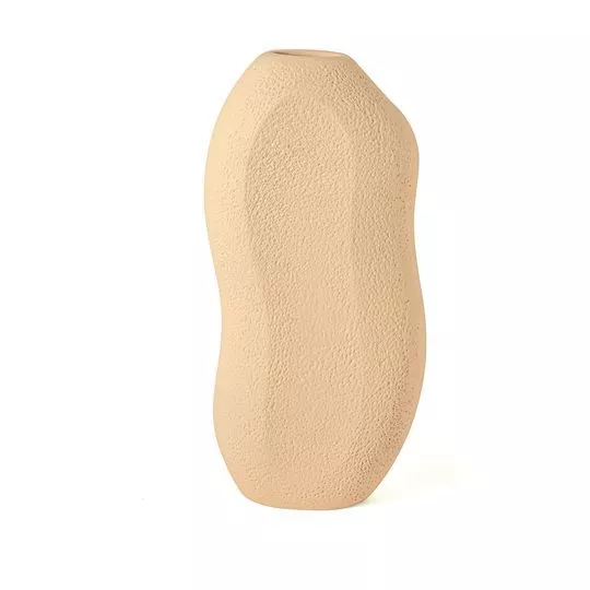 Vaso Abstrato Com Relevos- Bege Claro- 32x25,5x7,5cm- Mart