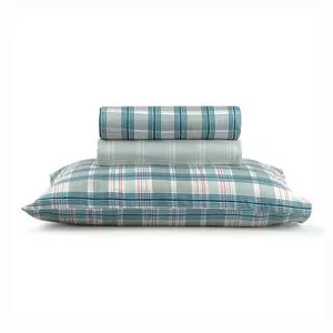 Jogo De Cama Apolo Queen Size<BR>- Verde Escuro & Branco<BR>- 4Pçs