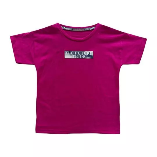 Camiseta Com Inscrições- Rosa Escuro