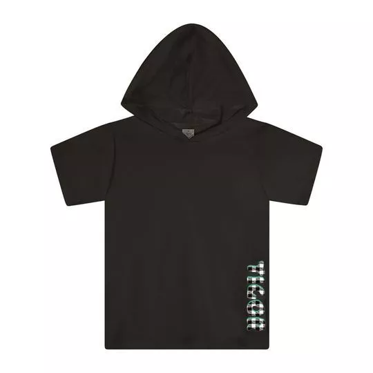 Camiseta Com Capuz- Preta