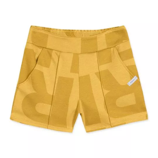 Short Com Inscrições- Amarelo