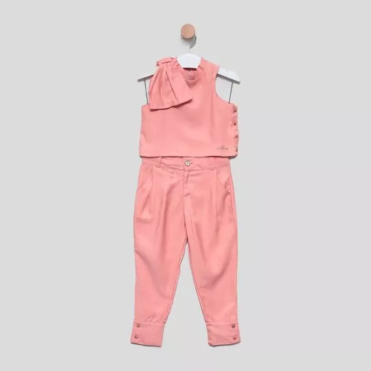 Conjunto De blusa & Calça Cenoura Com Recortes- Laranja Claro