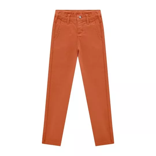 Calça Reta Lisa- Laranja