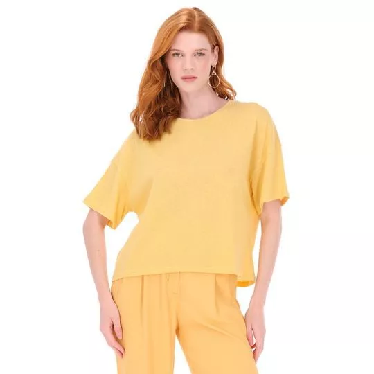 Camiseta Em Flamê- Amarelo Claro- Animale