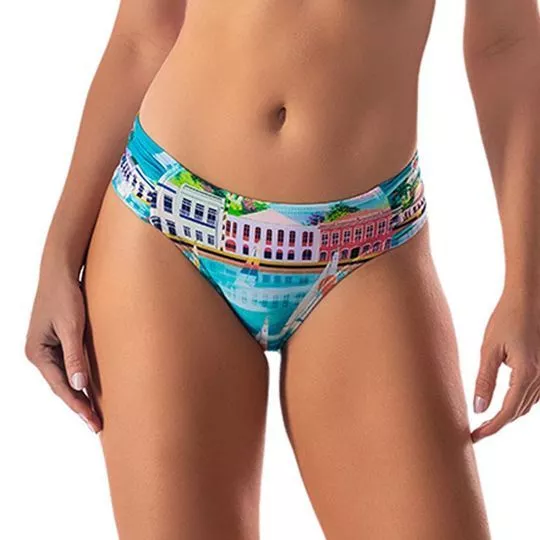 Tanga Com Pregas- Azul & Branca- Orla