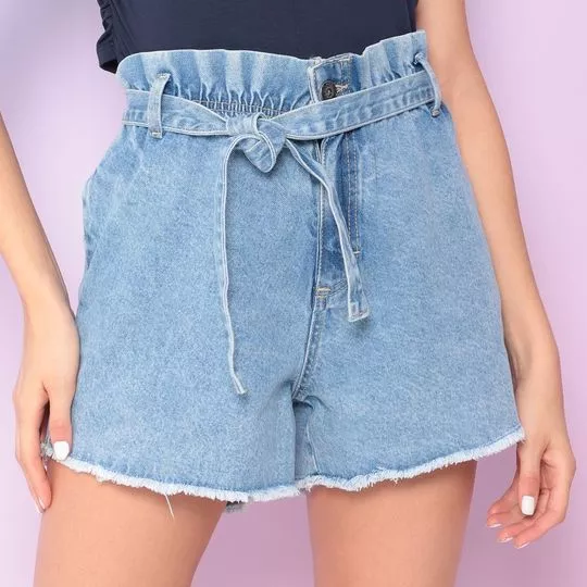 Short Jeans Clochard Com Amarração- Azul- Zoomp