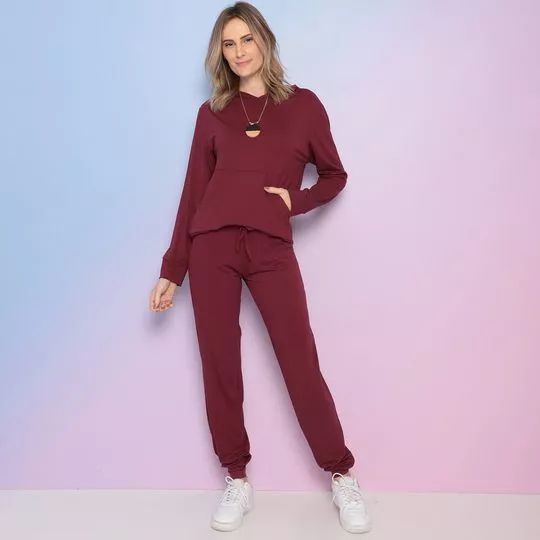 Conjunto De Blusa & Calça Jogger- Vinho- Vittri
