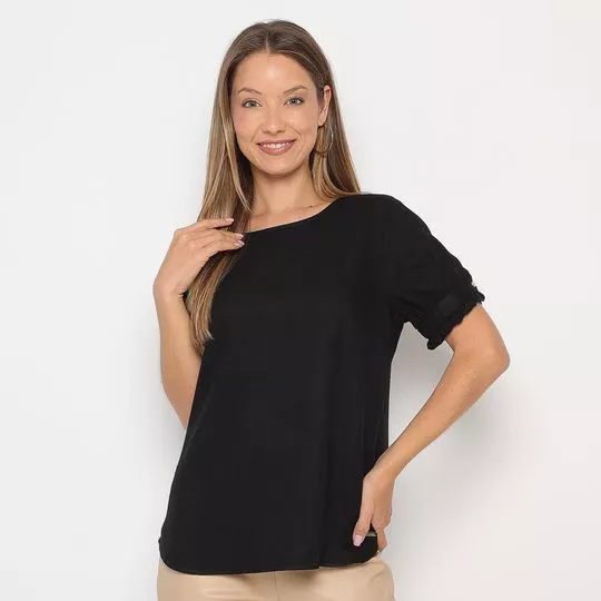 Blusa Com Babados- Preta- VIP RESERVA