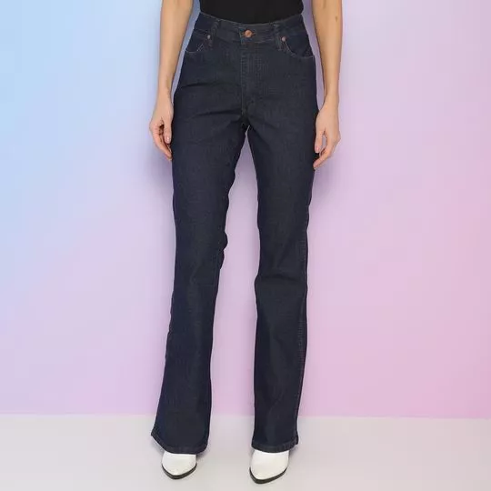Calça Jeans Flare Com Bolsos- Azul Marinho- Wrangler