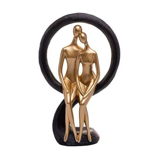 Escultura Decorativa Casal- Preta & Dourada- 20,5x13x8cm- Wolff