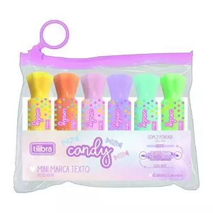 Conjunto De Canetas Mini Marca Texto Candy Com 2 Pontas<BR>- 6 Cores<BR>- 1-4.5mm<BR>- 9,5x12x1,5cm