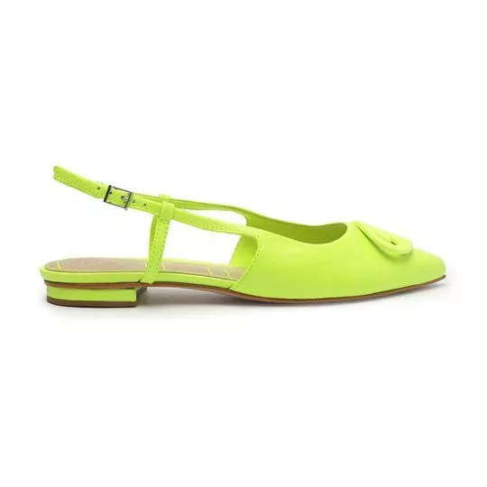 Slingback Em Couro Com Aviamento- Verde Limão- Schutz
