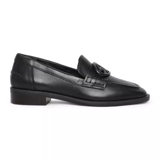 Loafer Em Couro- Preto- Salto: 3cm- Schutz