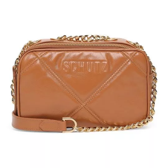 Bolsa De Ombro Em Couro- Marrom Claro- Schutz