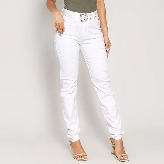 Calça Mom Com Recortes- Branca