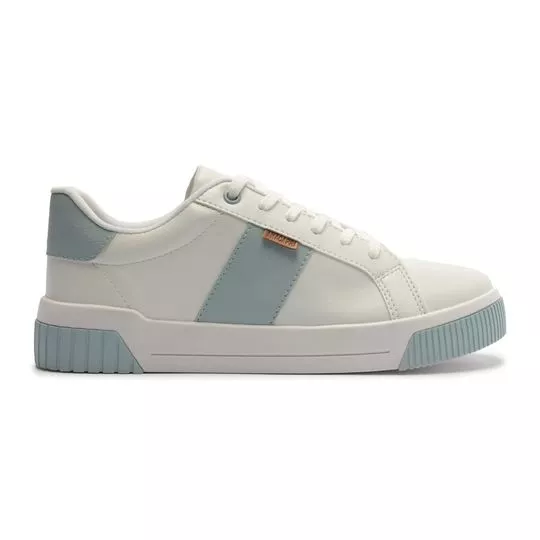 Tênis Plataforma Com Recortes- Branco & Verde Água- Salto: 3,5cm