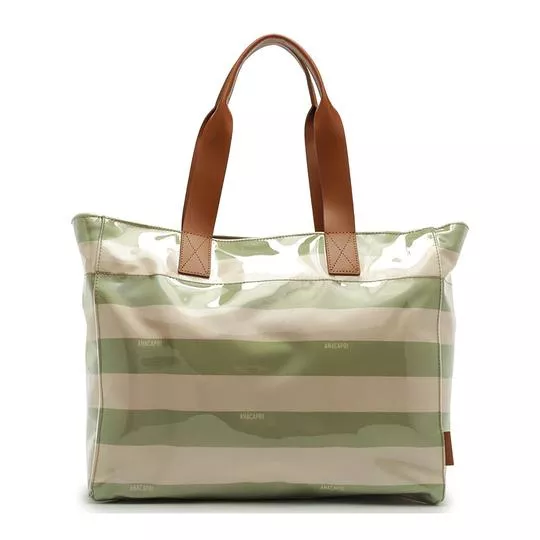 Bolsa Shopping Listrada - Off White & Verde Claro