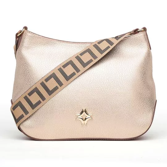 Bolsa Transversal Metalizada- Ouro Velho & Caramelo