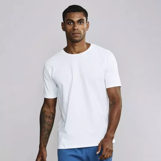 Camiseta Com Bordado- Branca